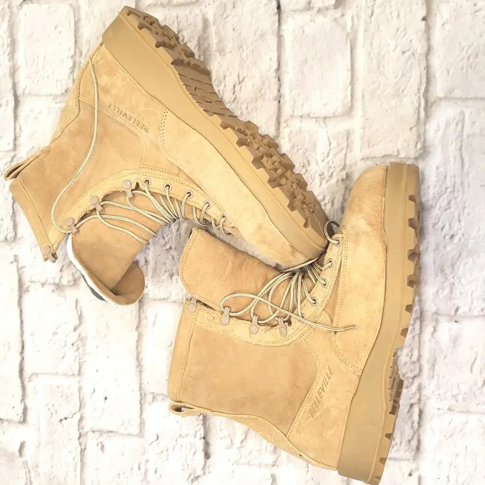 Belleville Men’s Steel Toe Military Combat Boots Size 12 Wide Desert Tan Suede